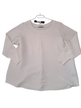 CYRUS plus ribbed tunic top sweater bone shade coastal minimalist comfort 2X